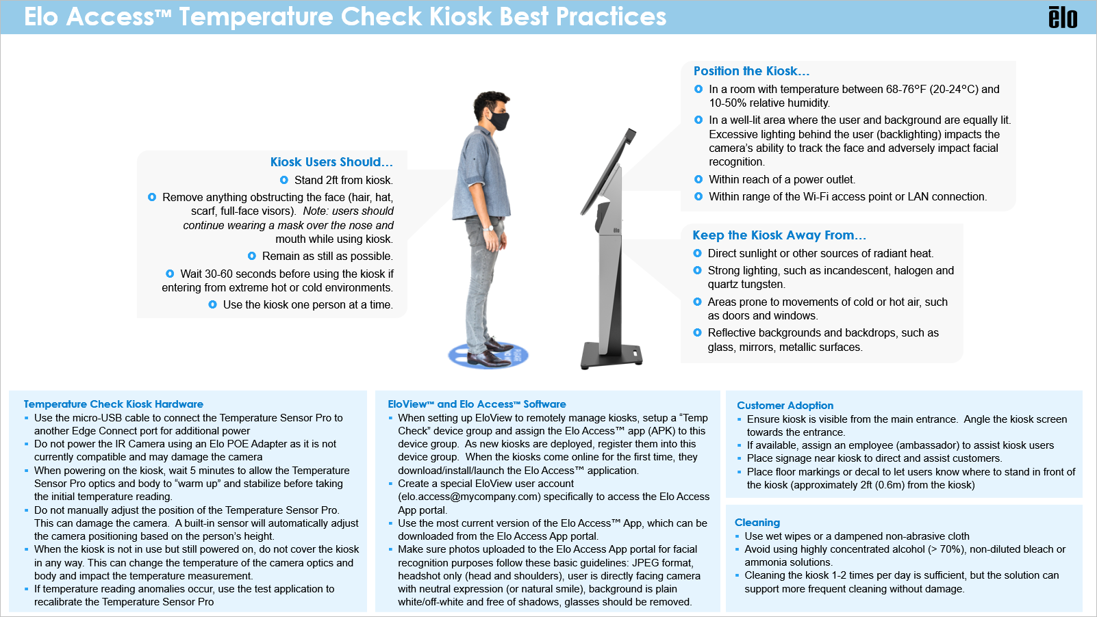 Elo Access™ Temperature Check Kiosk Best Practices Graphic