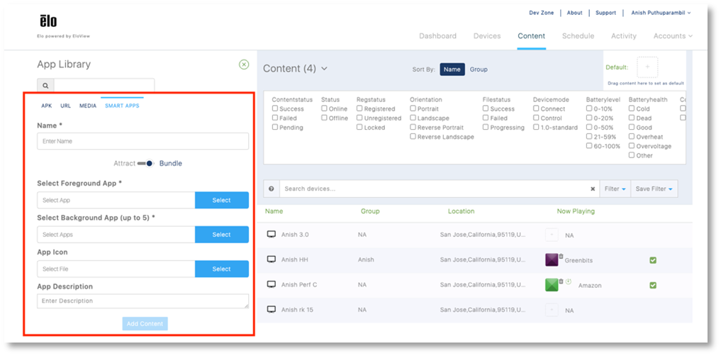 EV3: Navigating Applications and Content Deployment Features in EloView